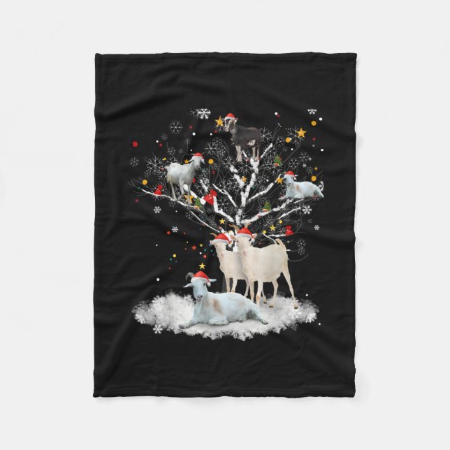 Weihnachtsziege auf Baum Funny Santa Goat Lover Ge Fleecedecke (Vorderseite)