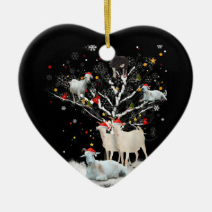 Weihnachtsziege auf Baum Funny Santa Goat Lover Ge Keramik Ornament