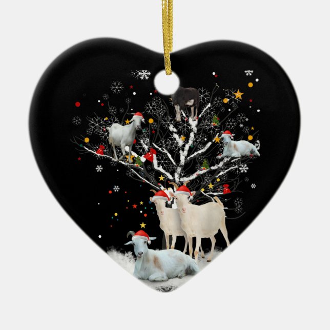 Weihnachtsziege auf Baum Funny Santa Goat Lover Ge Keramik Ornament (Vorne)