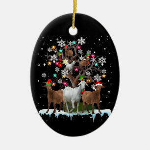 Weihnachtsziege auf Baum Santa Goat Lover Keramik Ornament