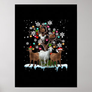 Weihnachtsziege auf Baum Santa Goat Lover Poster