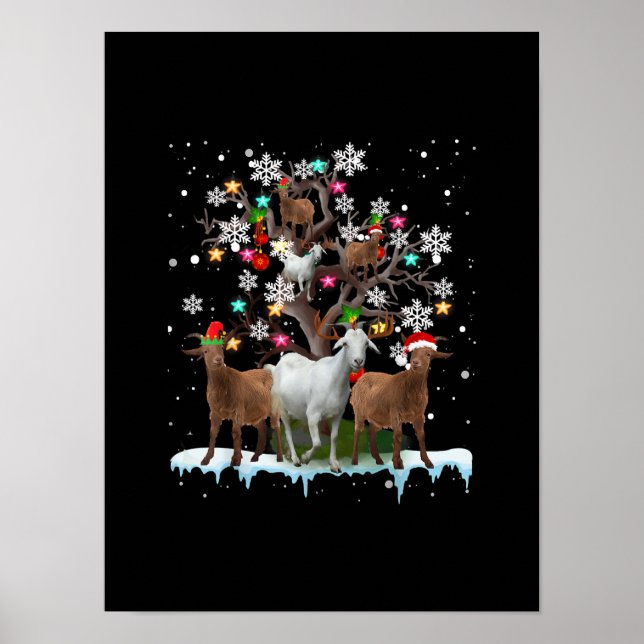Weihnachtsziege auf Baum Santa Goat Lover Poster (Vorne)