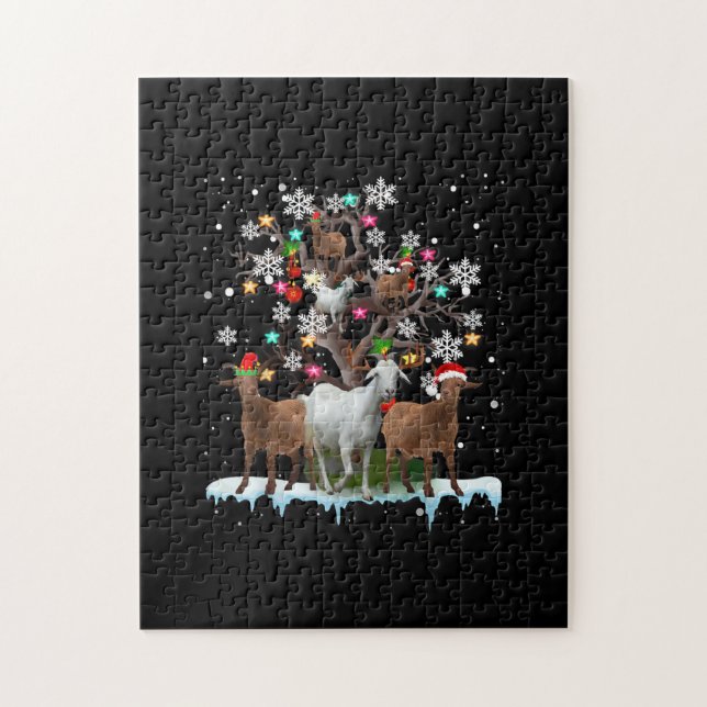 Weihnachtsziege auf Baum Santa Goat Lover Puzzle (Vertikal)