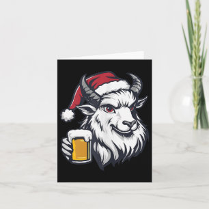 Weihnachtsziege mit Bier-Comic Karte