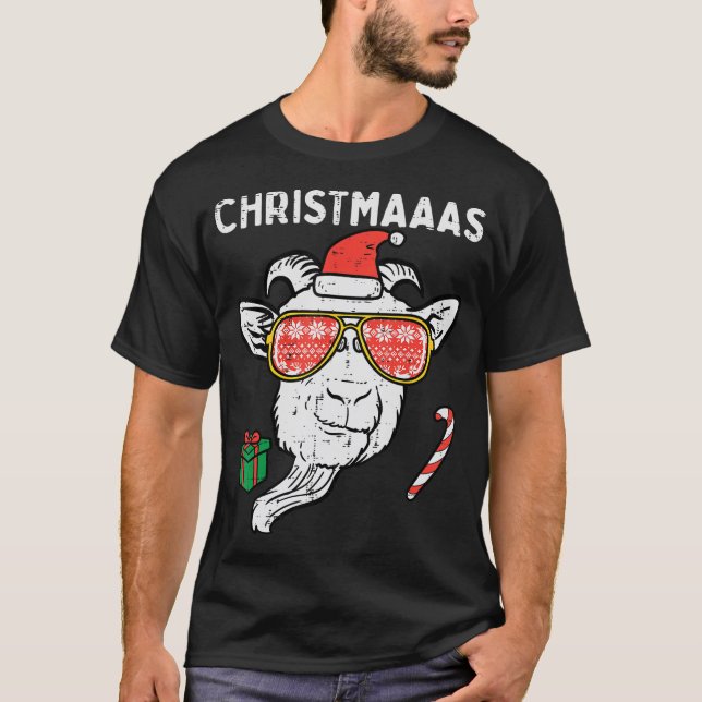 Weihnachtsziege Santa Xmas Farm Tier Bauer Männer  T-Shirt (Vorderseite)