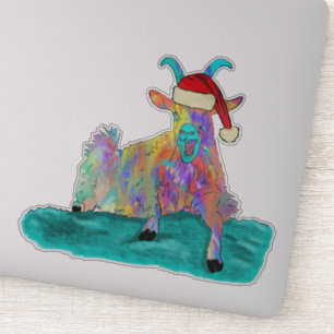 Weihnachtsziege schreiend farbenfroh aufkleber