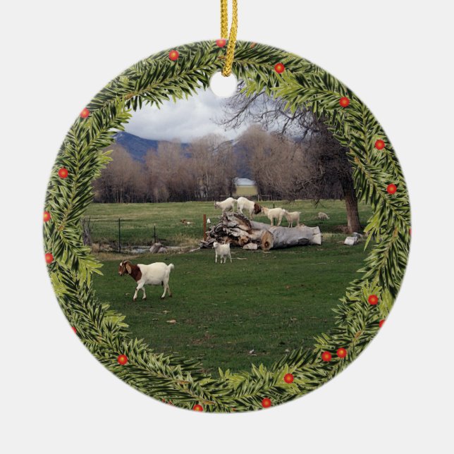 Weihnachtsziegen im Protokoll Keramik Ornament (Vorne)