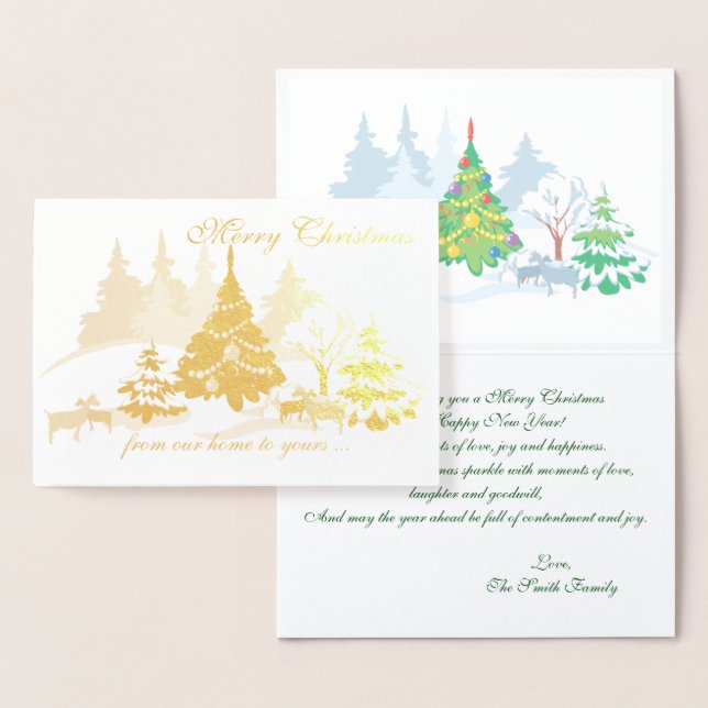 Weihnachtsziegen im Winter als echte Fohlen Folienkarte (Anzeige)