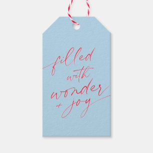 WEIHNACHTSZITAT elegante Kalligrafie-Schrift blau Geschenkanhänger