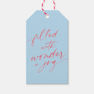 WEIHNACHTSZITAT elegante Kalligrafie-Schrift blau Geschenkanhänger