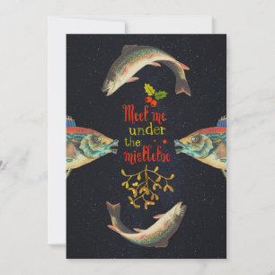 Weihnachtszitat mit Fisch im Weltraum Feiertagskarte