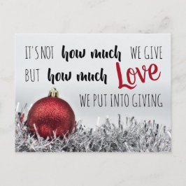 Weihnachtszitat mit roter Dekoration Postkarte