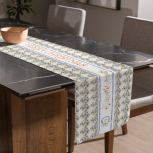 Weihnachtszitrus Botanical Florals Monogramm Kurzer Tischläufer