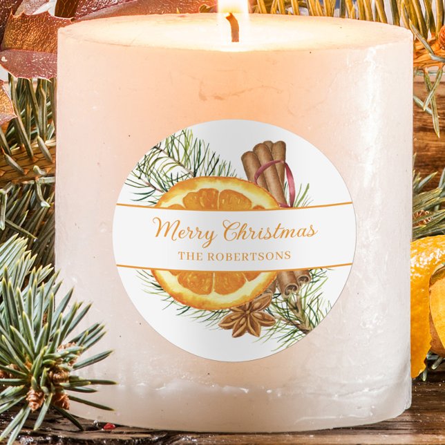 Weihnachtszitrus Gewürz Holiday Orange Slice Runder Aufkleber (Von Creator hochgeladen)