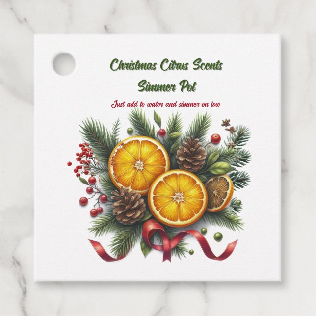 Weihnachtszitrus Simmer Pot-Düfte Geschenkanhänger (Vorderseite)