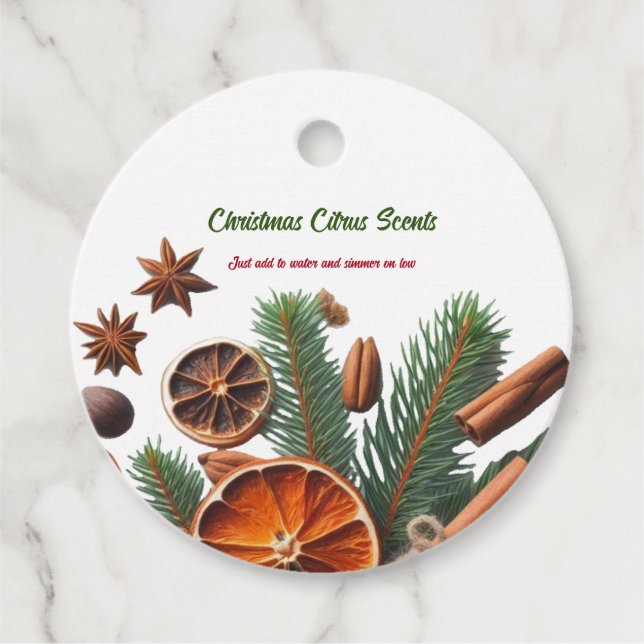 Weihnachtszitrus Simmer Pot Geschenkanhänger (Vorderseite)