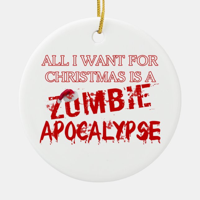 Weihnachtszombie-Apokalypse Keramik Ornament (Vorne)