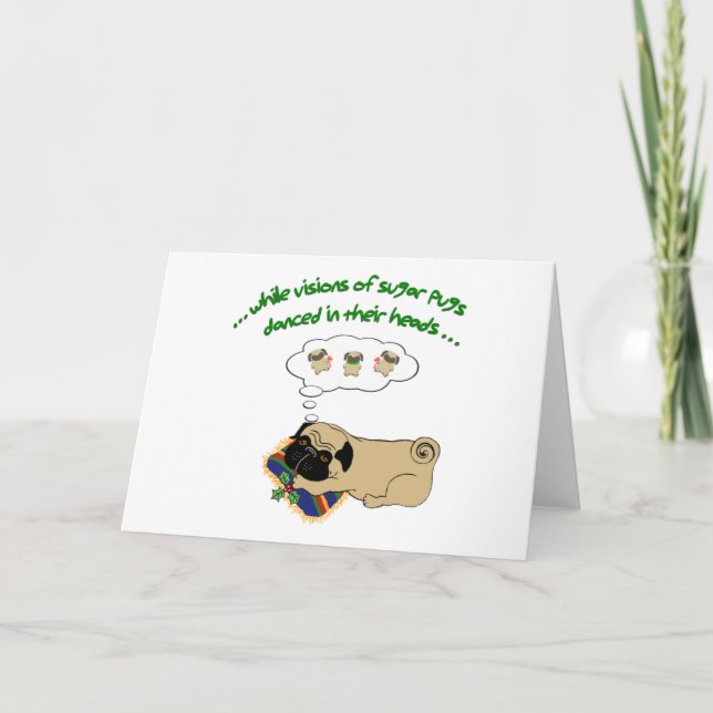 Weihnachtszucker-Mops Feiertagskarte (Vorderseite)