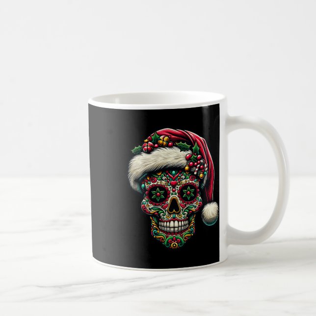 Weihnachtszucker Schädel Weihnachtsmannmütze Tag d Kaffeetasse (Rechts)