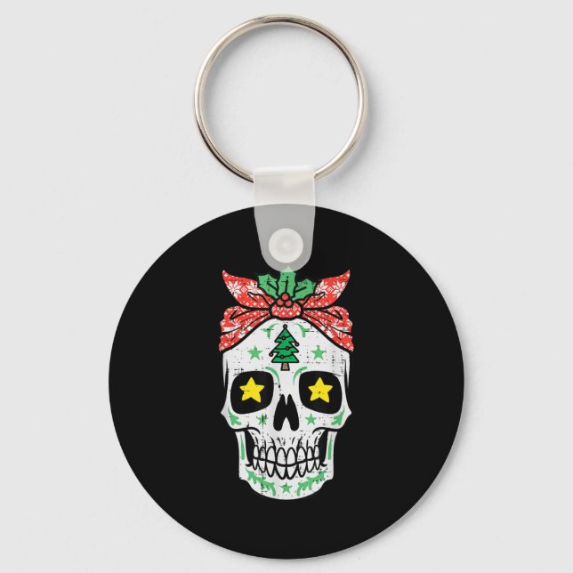 Weihnachtszucker Skull Bandana Xmas Mexikanische F Schlüsselanhänger (Vorderseite)