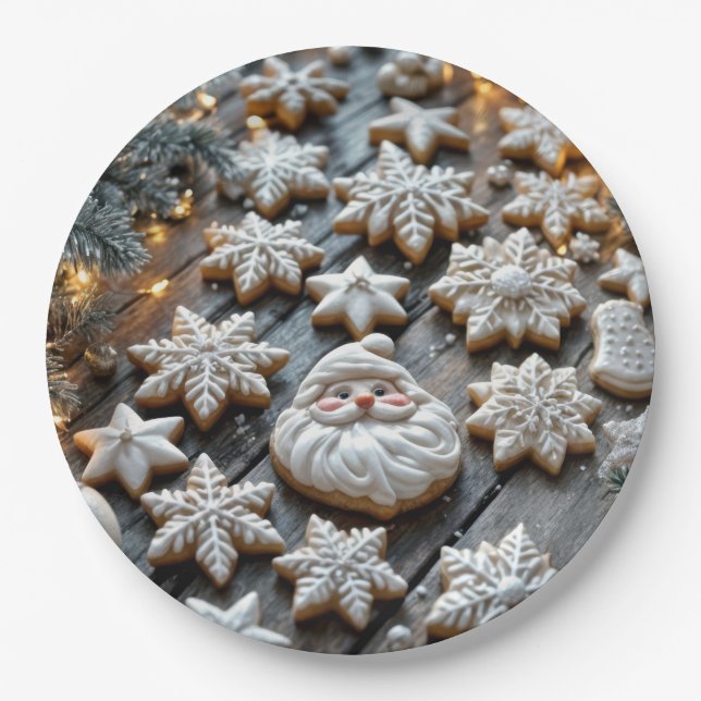 Weihnachtszuckerkost im Bauernhof auf Holz Pappteller (Vorderseite)