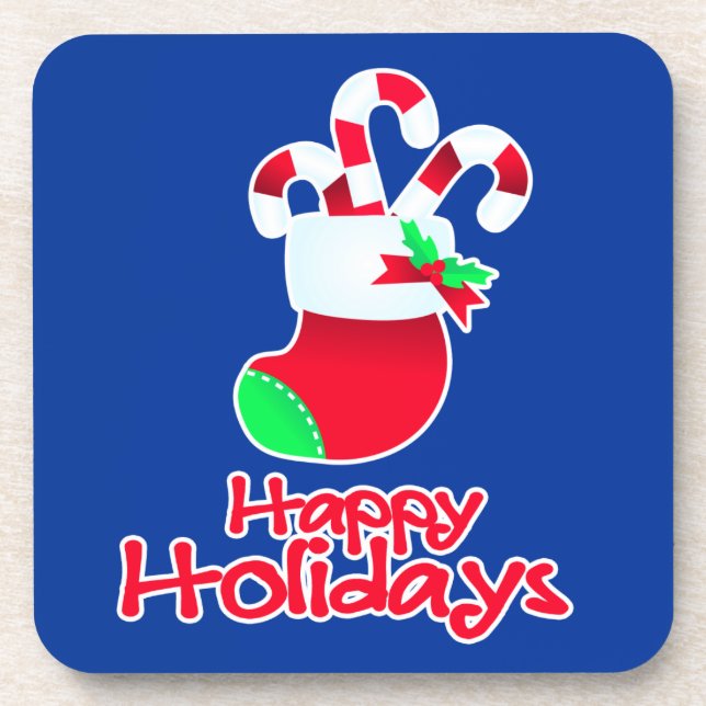 Weihnachtszuckerstangen im Stiefel-Set von 6 Untersetzer (Vorderseite)