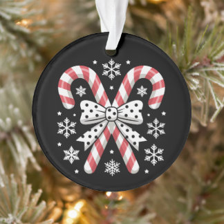 Weihnachtszuckerstangen Polka-Punkt-Bogen Schneefl Ornament