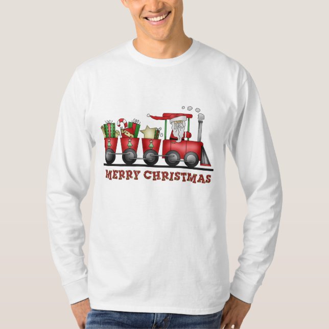 Weihnachtszug Cartoon T - Shirt (Vorderseite)