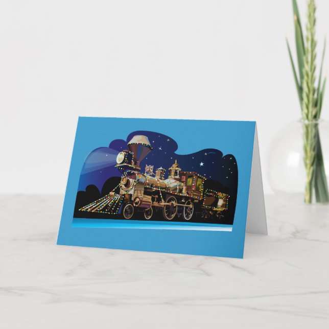 Weihnachtszug Feiertagskarte (Vorderseite)