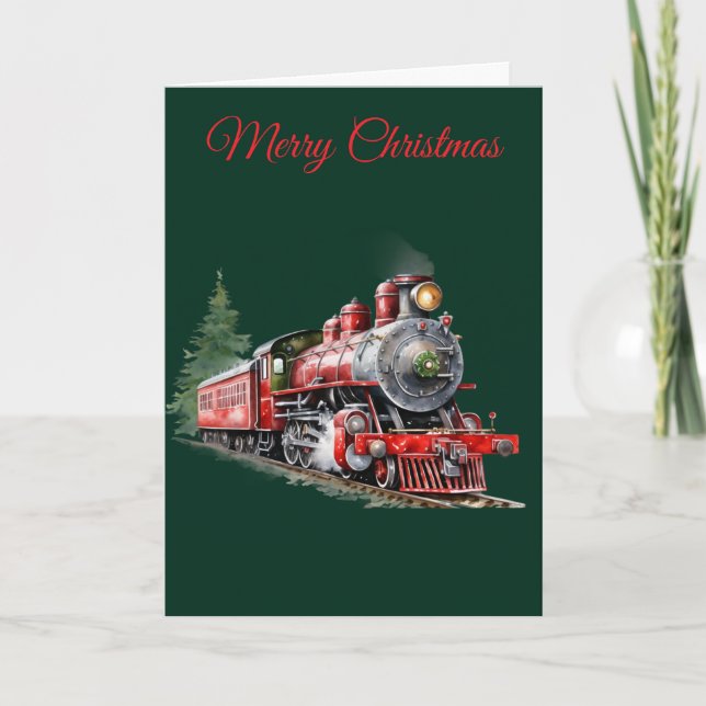 Weihnachtszug Feiertagskarte (Vorderseite)