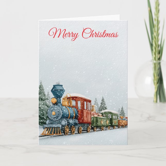 Weihnachtszug Feiertagskarte (Vorderseite)