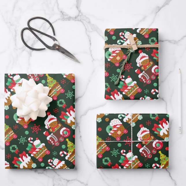 Weihnachtszug Geschenkpapier Set (Vorderseite)