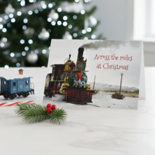 Weihnachtszug-Grußkarte "Über die Meilen" Feiertagskarte