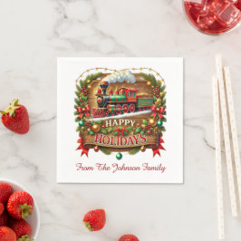 Weihnachtszug Happy Holidays Serviette