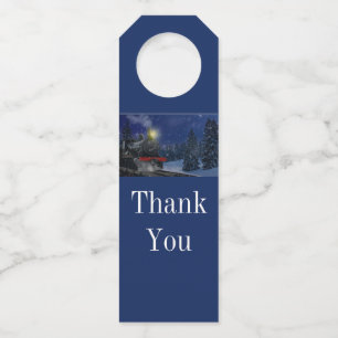 Weihnachtszug im Schnee Flaschenanhänger