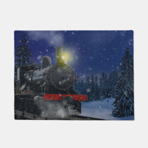 Weihnachtszug im Schnee Fußmatte