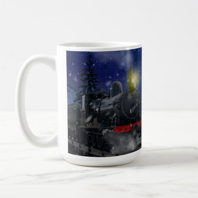 Weihnachtszug im Schnee Kaffeetasse (Links)