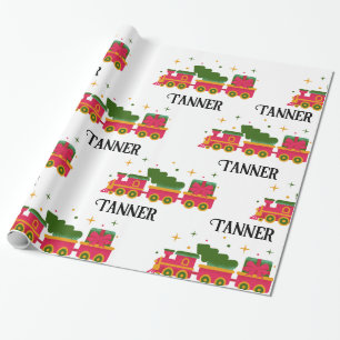 Weihnachtszug-Individuelle Name Geschenkpapier