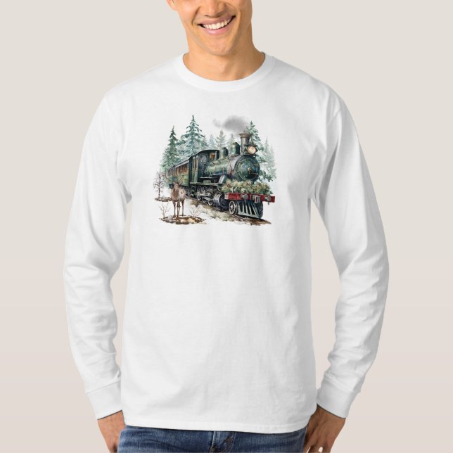 Weihnachtszug Langschläfer T - Shirt (Vorderseite)