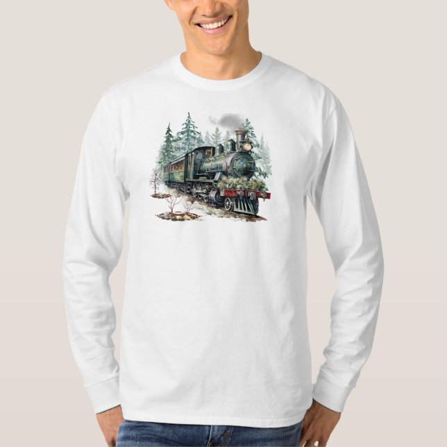 Weihnachtszug Langschläfer T - Shirt (Vorderseite)