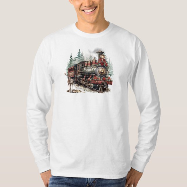Weihnachtszug Langschläfer T - Shirt (Vorderseite)