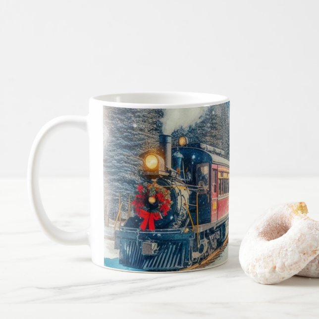 Weihnachtszug mit Kranz Kaffeetasse (Mit Donut)