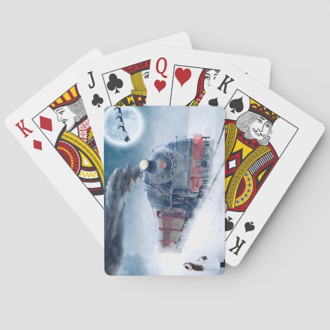 Weihnachtszug mit Mädchen und Santa Spielkarten (Rückseite)