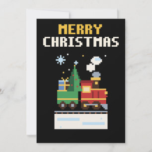 Weihnachtszug Pixel Art Weihnachtskarte Feiertagskarte