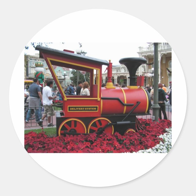 Weihnachtszug Runder Aufkleber (Vorderseite)