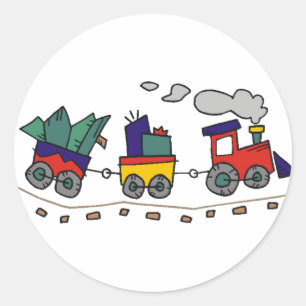 Weihnachtszug Runder Aufkleber
