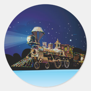 Weihnachtszug Runder Aufkleber