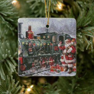Weihnachtszug Santa Toys Vintag Xmas Urlaub Keramikornament
