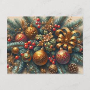 Weihnachtszweig mit Roten Ballen Postkarte