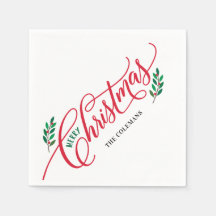 Weihnachtszweige Frohe Weihnachts-Party Napkins